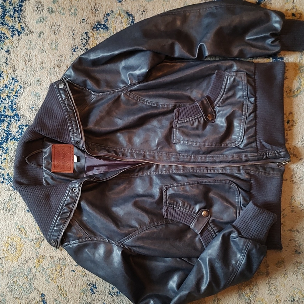 Faux Leather Bomber Jacket